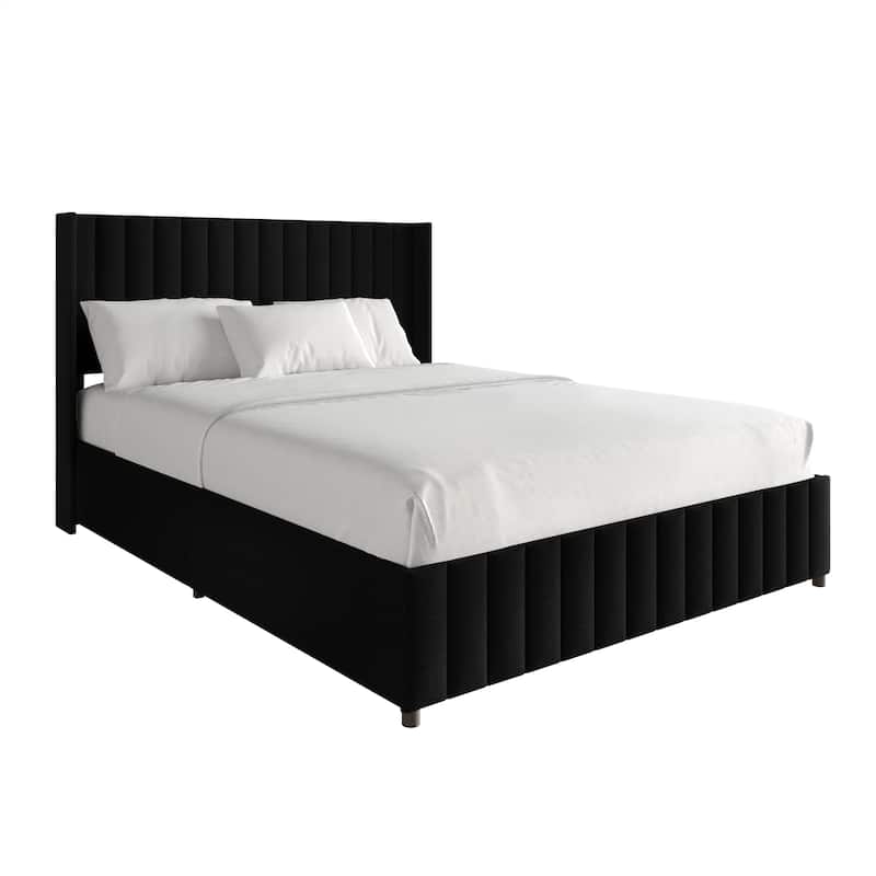 CraftPorch Minimalist Wingback Platform Lift Up Storage Bed