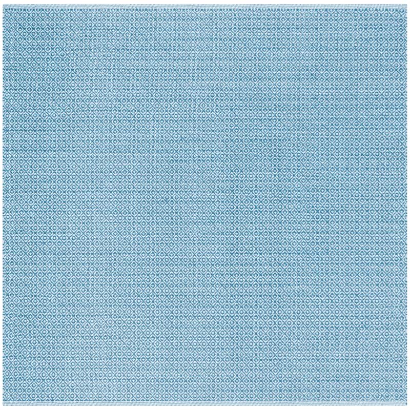SAFAVIEH Montauk Glyn Handmade Cotton Area Rug - 6' Square - Ivory/Blue - Square