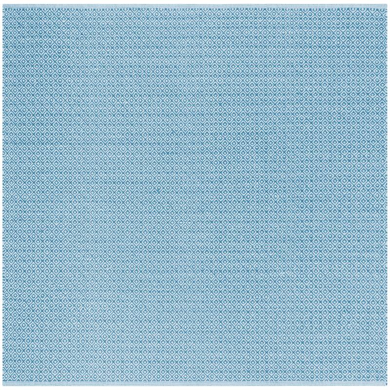 SAFAVIEH Montauk Glyn Handmade Cotton Area Rug - 6' x 6' Square - Ivory/Blue