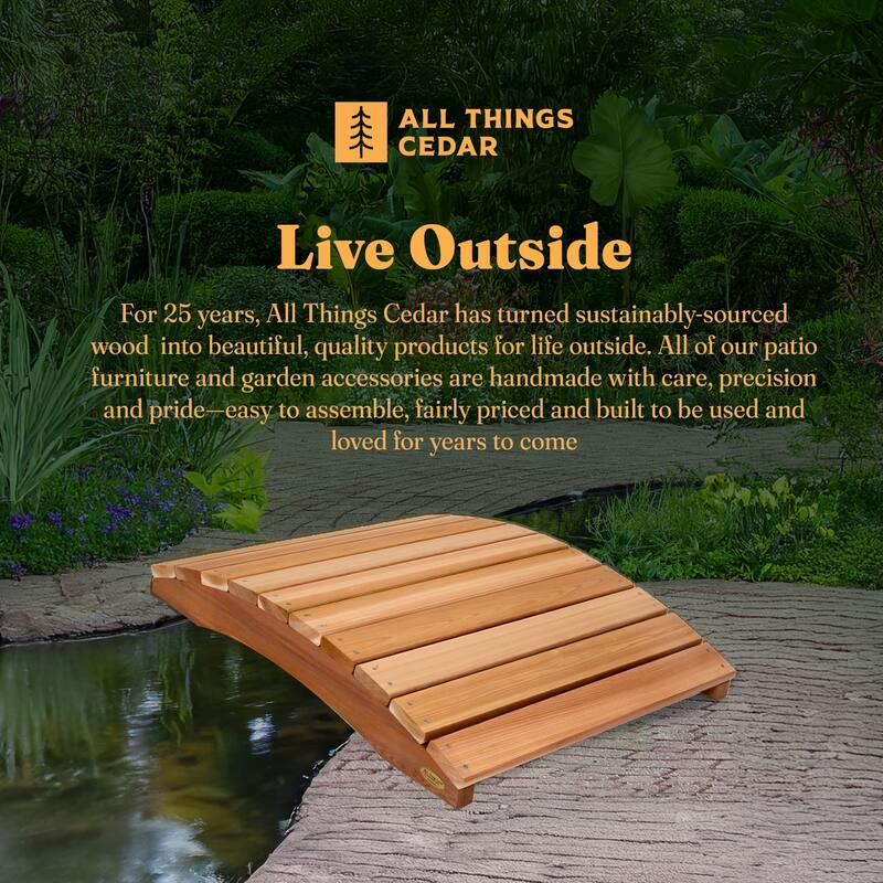 All Things Cedar Wooden Bridge, Outdoor Garden Walkway, 3 Feet, Natural Finish - 19