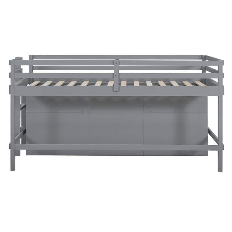 Twin Size Loft Bed with 4 Drawers, Underneath Cabinet and Shelves, White