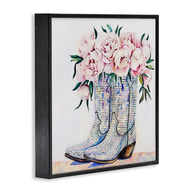 Stupell Rose Filled Cowgirl Boots Framed Giclee Art Design By Amanda Greenwood