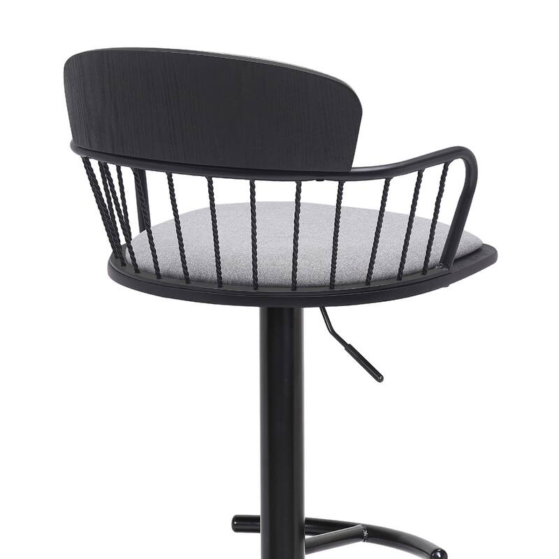 Adjustable Height Swivel Bar Stool with Faux Leather Seat Footrest and Metal Pedestal Base for Kitchen - 43”H x 19”W x 20”D