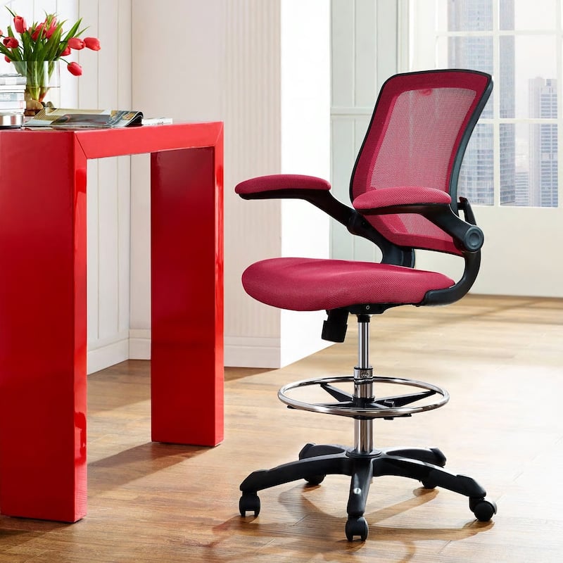 Porch & Den Williamsburg Veer Drafting Chair - Red