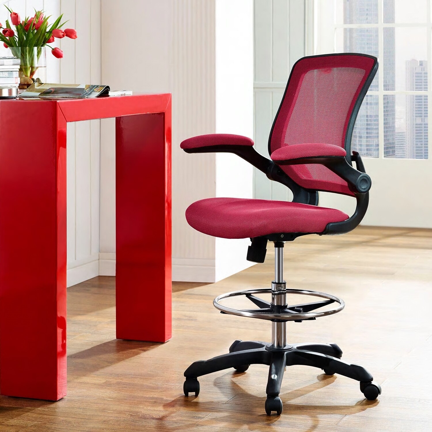 Pink best sale drafting chair