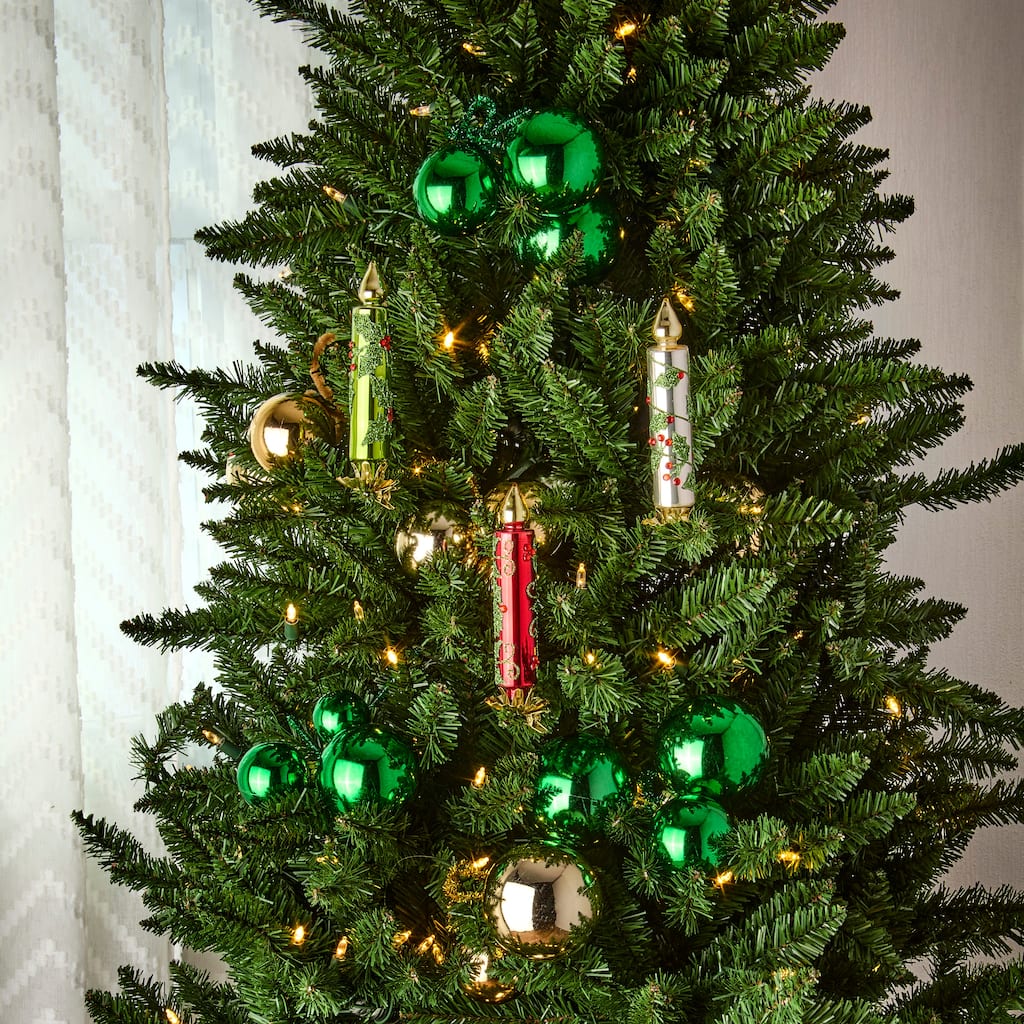 5.5" Retro Glass Candle Clip Ornament Set of 12