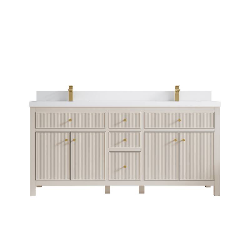 Willow Collections 72 in W x 22 in D Sonoma Free Standing Reeded Double Sink Bathroom Vanity with Countertop