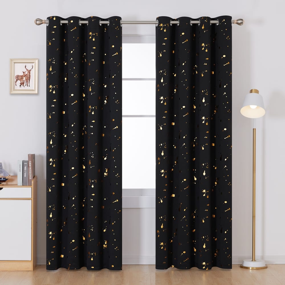 Deconovo Gold Spot Curtain Panel Pair (2 Panel)