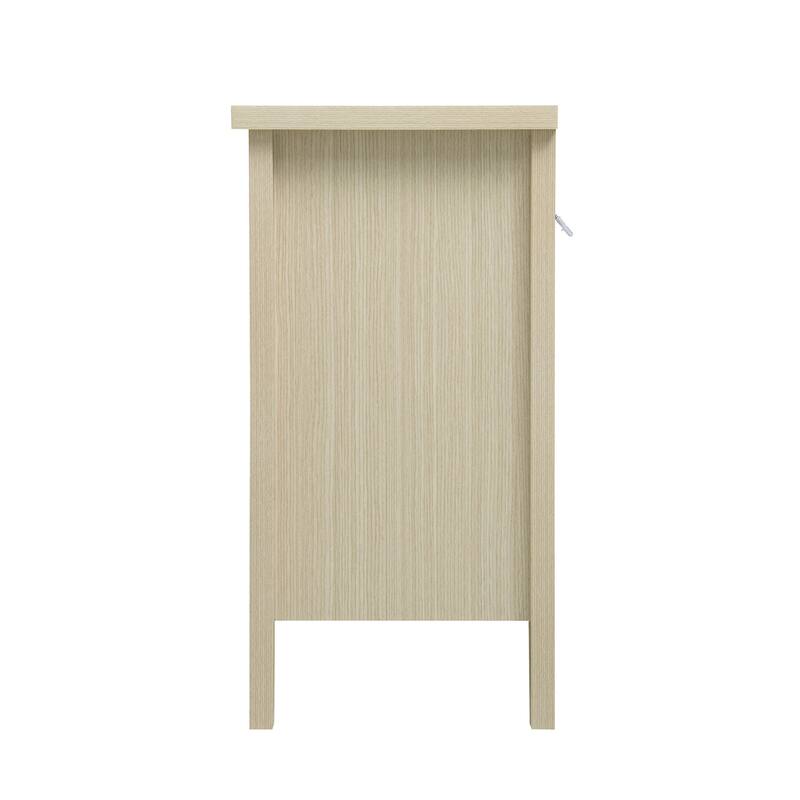 Roomfitters Rattan 2 Door Storage Cabinet, Accent Sideboard Buffet Cabinet with Adjustable Shelves, Natural