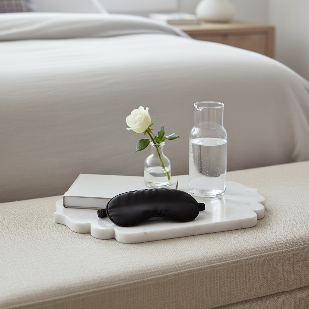 Marble Decorative Tray Scalloped Edge for Office Bedroom - 1" White - 14" x 8" x 0.5"