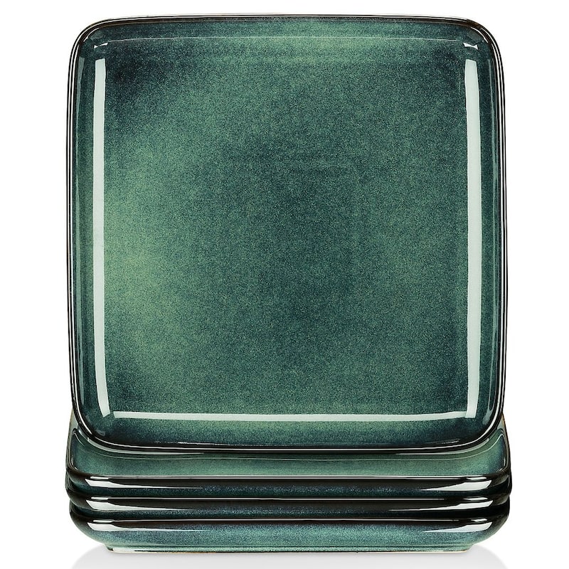 vancasso Stern Reactive Glaze Stoneware Dinnerware Set, Service for 4 - 4pc Dinner Plate - Forest Green