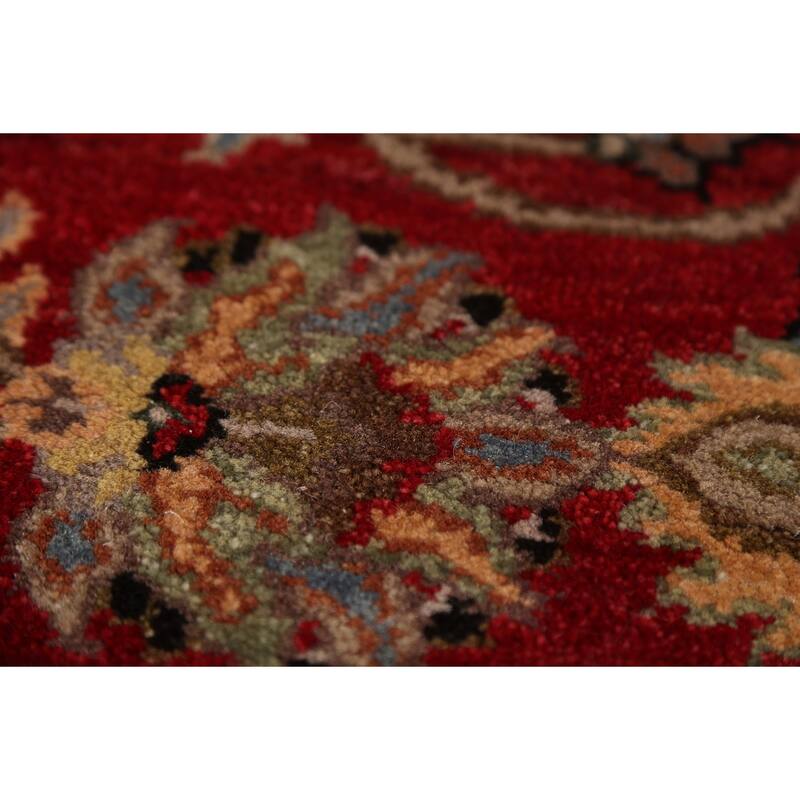 All-Over Floral Red Agra Oriental Area Rug Hand-Knotted Wool Carpet - 4'2"x 6'2"