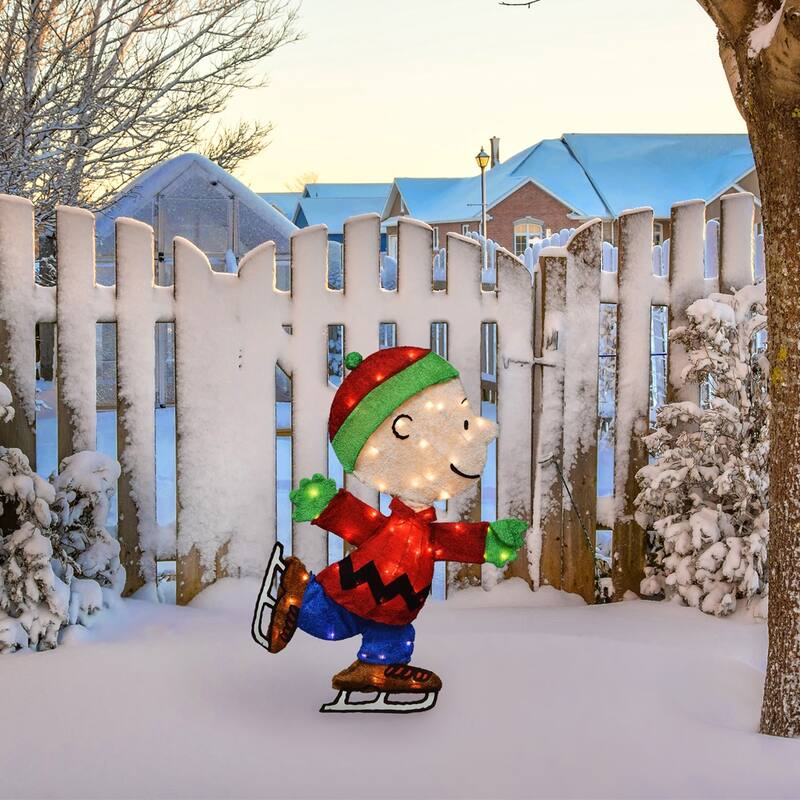 32" Peanuts L2D Prelit Led Yard Art Skating Charlie Brown