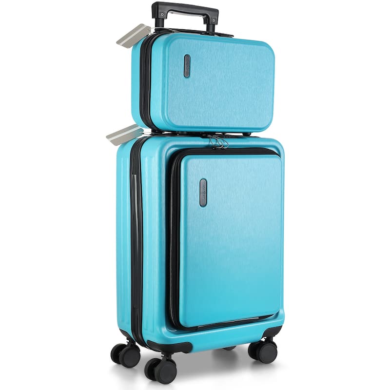 Empyrean Airline Approved Durable Carry-On Luggage 22x14x9 - Lightweight Carry On Suitcase Set with Small Cosmetic Case - Teal