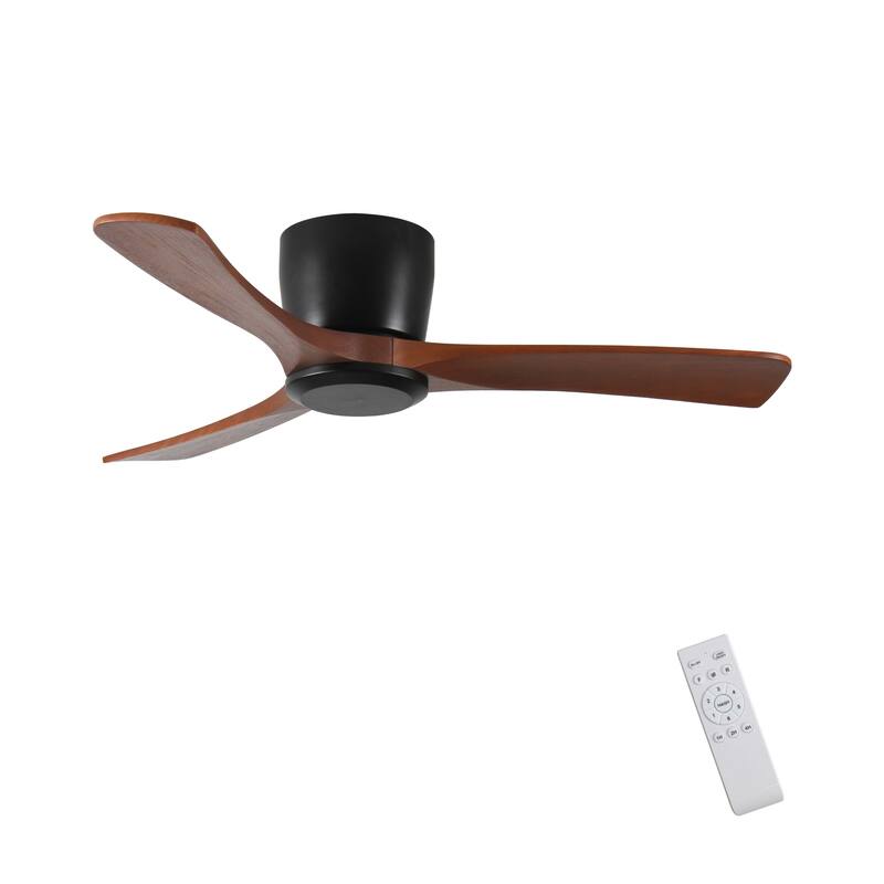 42-Inch Flush Mount Ceiling Fan with Dimmable LED & Remote - 42 - Black Brown