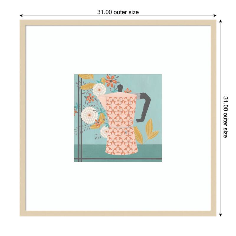 Whimsical Kitchen No. 1 by June Erica Vess Wood Framed Wall Art Print - 31 x 31 in - Brown