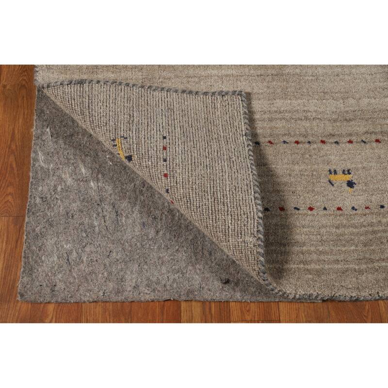 Hand Knotted Oriental 100% Wool Carpet Tribal Animal Pictorial Beige & Ivories Gabbeh Area Rug - 7' 9'' X 5' 1''