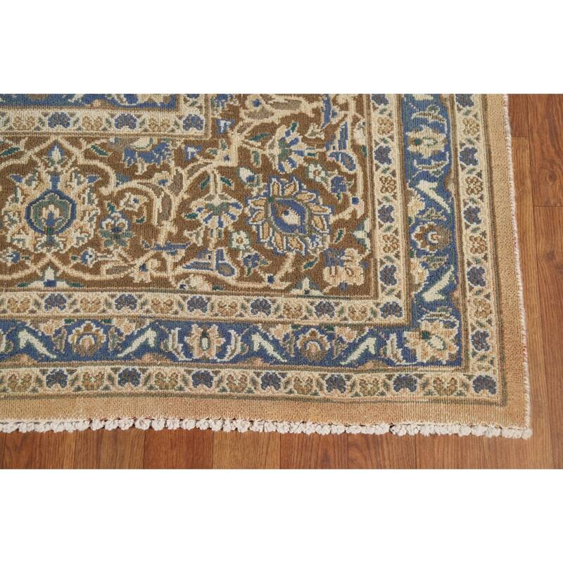 Traditional Mashad Vintage Persian Area Rug Handmade Wool Carpet - 9'7" x 12'5"