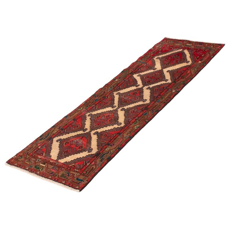 ECARPETGALLERY Hand-knotted Andelz Cream, Red Wool Rug - 2'8 x 8'9