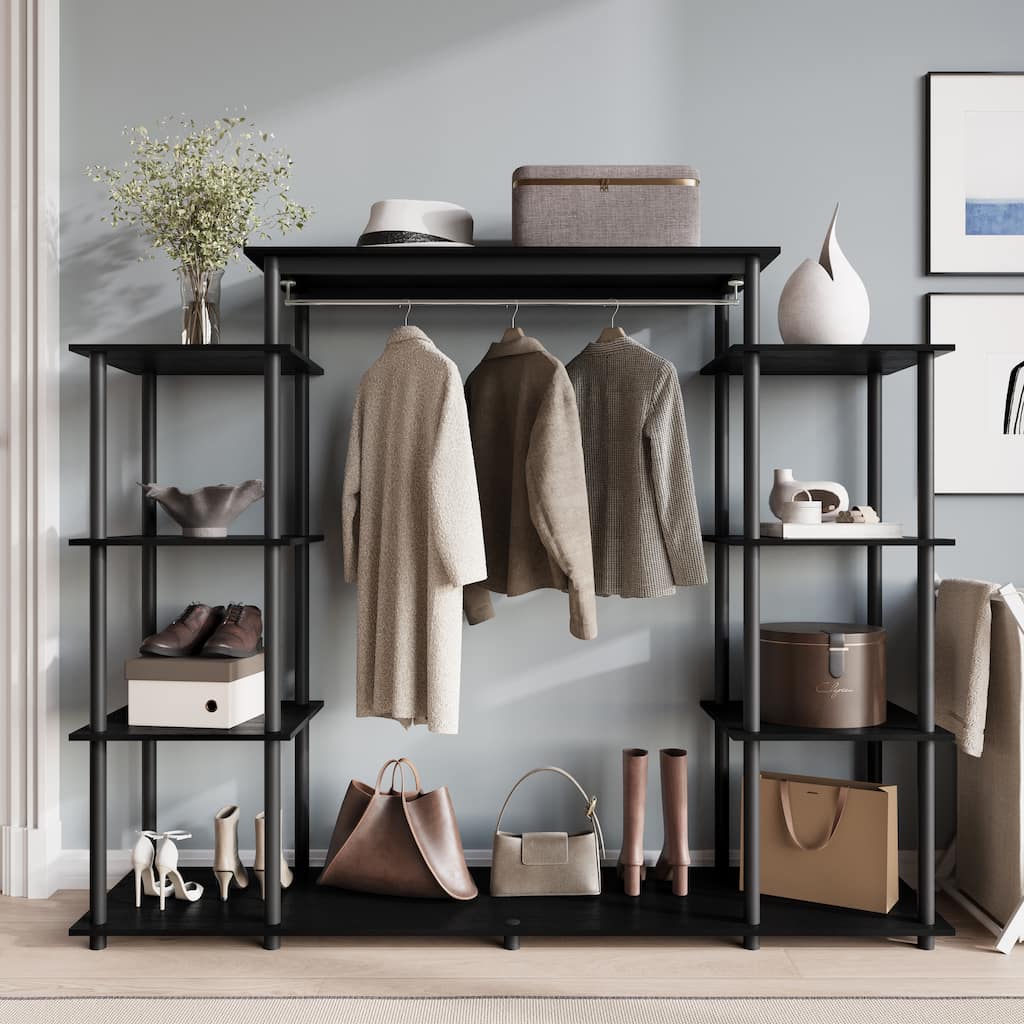 CraftPorch Modern Multipurpose Shelf with Cloth Hanging Bar