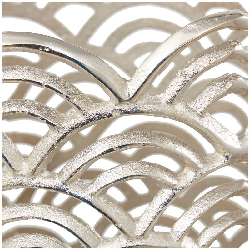 Silver or Gold Aluminum Metal Art Deco Inspired Geometric Vase with Arch Designs (Set of 2)