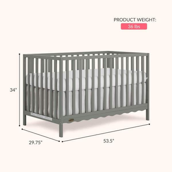 dimension image slide 1 of 3, Dream On Me Synergy Wave 5-in-1 Convertible Crib , BSA & Greenguard Gold Certified, Converts from a Baby Crib to a Toddler Bed