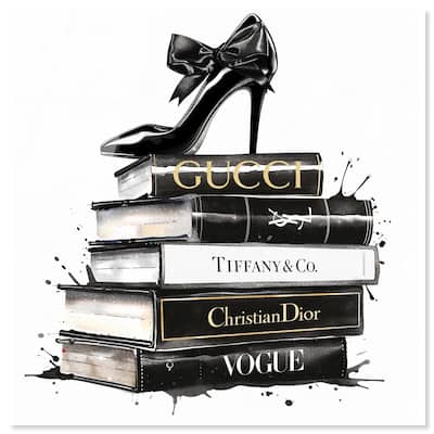 Inky Book Stack Acrylic by Art Remedy, Ready to Hang