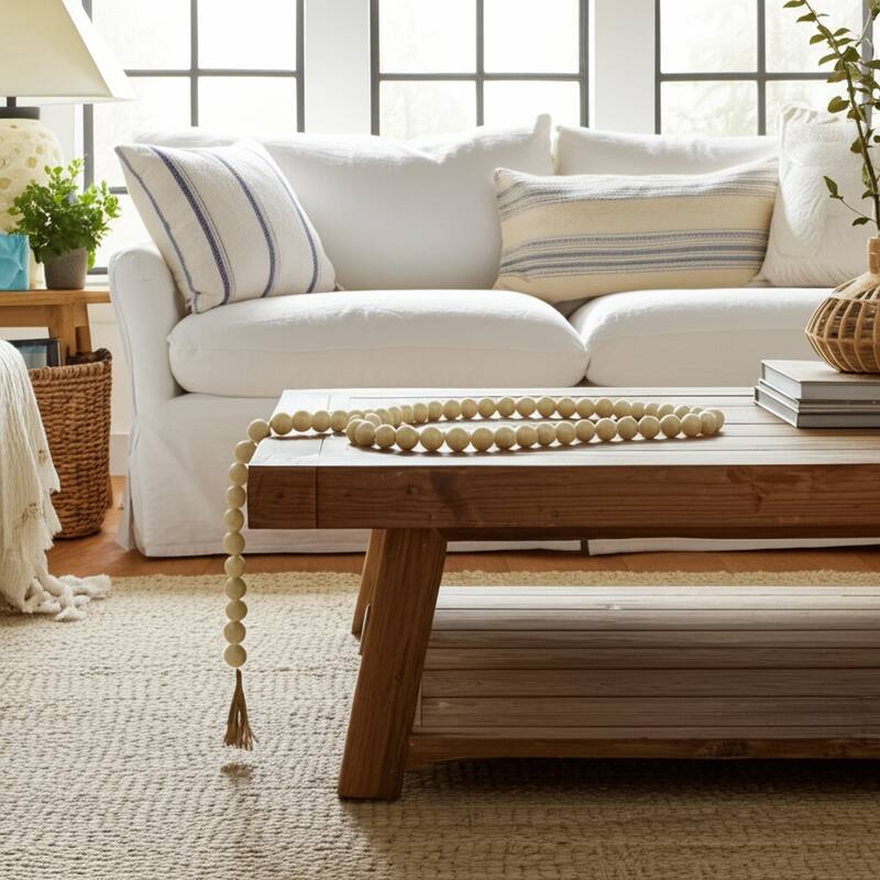 Decorative Swirl Beaded Garland with Tassels - 46"