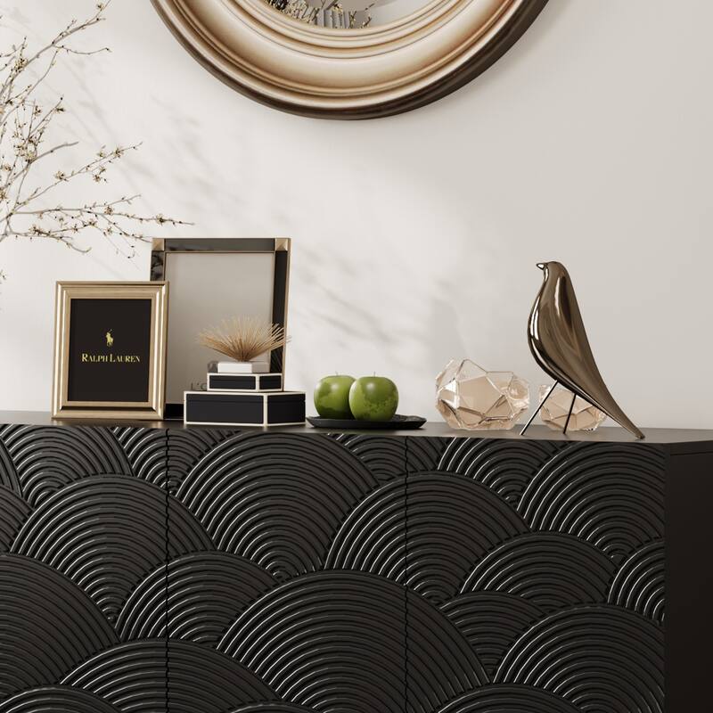 Sideboard Buffet Cabinet,4 Doors Modern Accent Storage Sideboard,Luxurious Floor Cabinet Buffet with Freestanding Anti Dumping