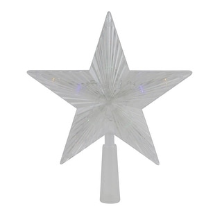10" Clear Crystal Star LED Christmas Tree Topper - Clear Lights