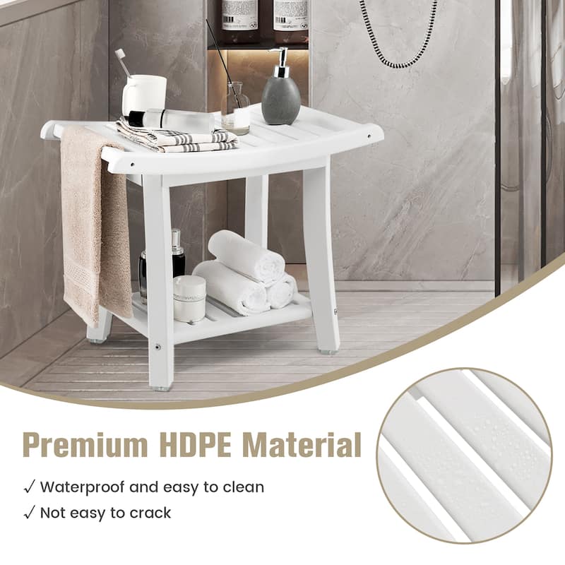 Gymax 2-tier Shower Bench Waterproof Spa Bath Shower Stool Heavy Duty