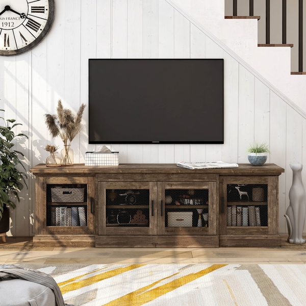 DH BASIC Rustic Reclaimed Oak 69-inch Wide 6-Shelf TV Stand by