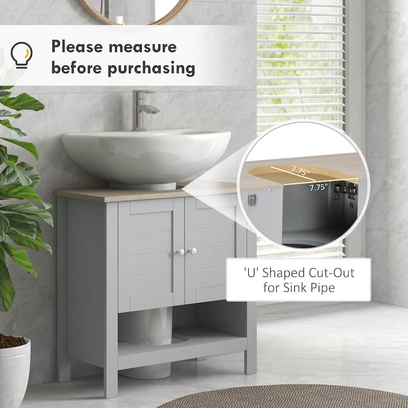 Compact Grey Bathroom Cabinet with U-Shaped Sink Cut-Out and Adjustable Storage Shelving - 23.5" W x 11.75" D x 23.5" H
