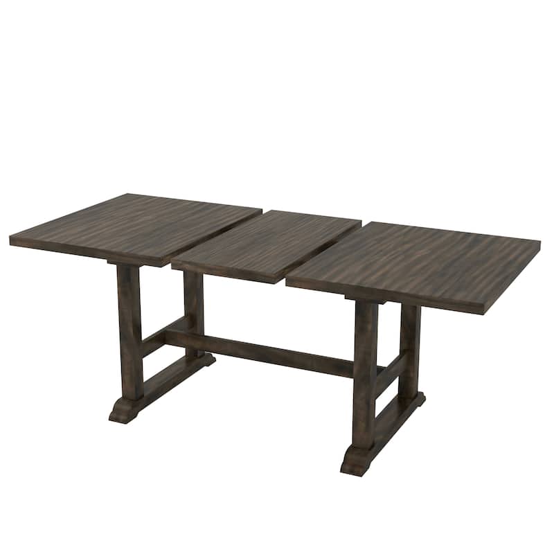 Roomfitters 6-Piece Dining Set, Rectangular Wood Kitchen Table with Trestle Base, 4 Upholstered Chairs and Bench