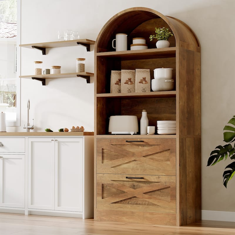 71" Tall Arched Kitchen Pantry