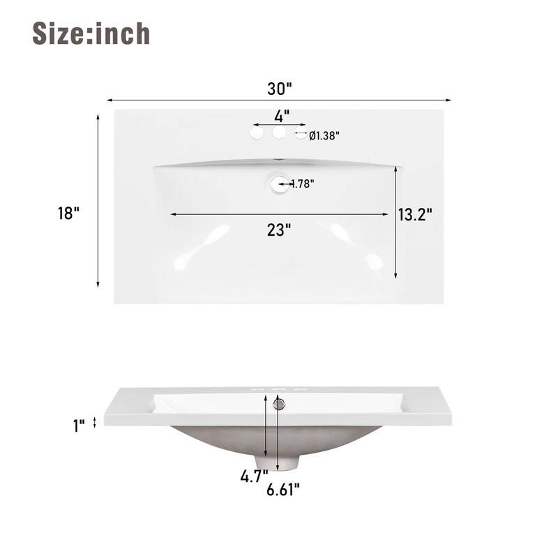 Single Sink 30" Bathroom Vanity with Combo Cabinet and Storage