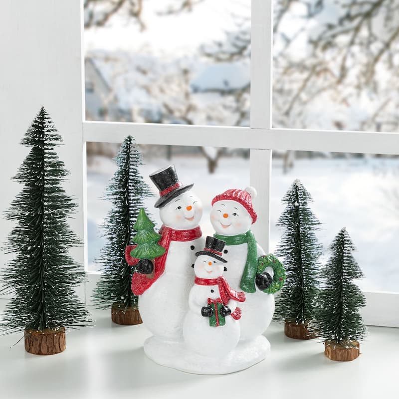 Glitzhome 10.25"H Christmas Resin Snowman Family Table Decor