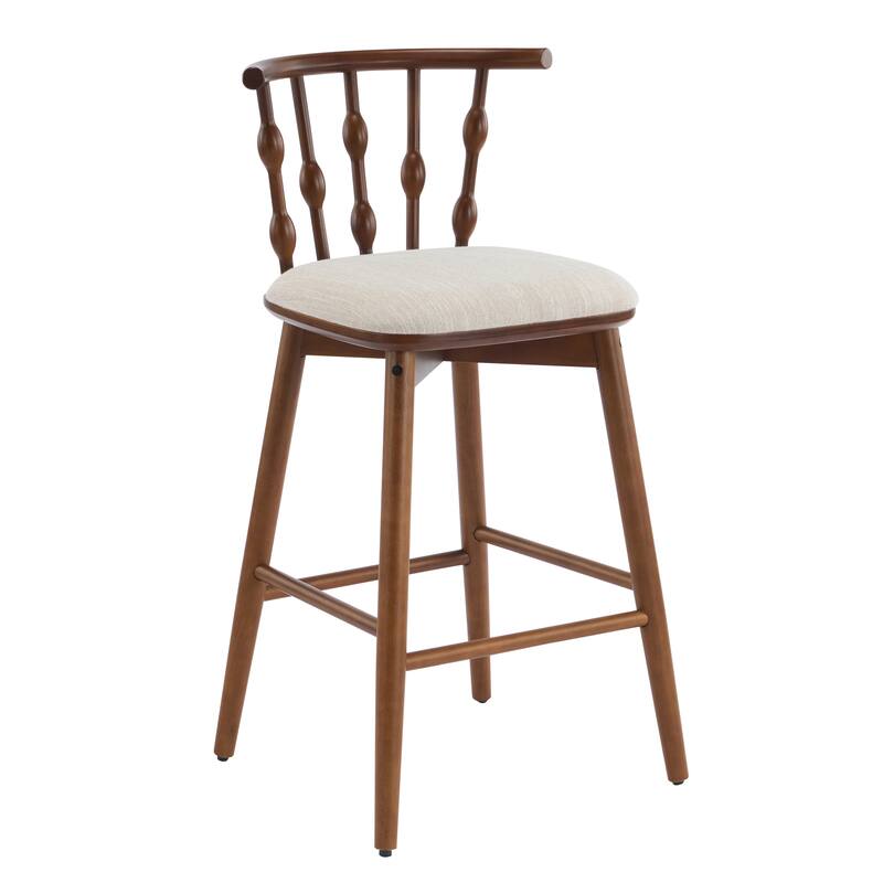 Christopher Knight Home - Leontius Bar Stool with Rubberwood Frame and Hourglass Backrest(Set of 2)