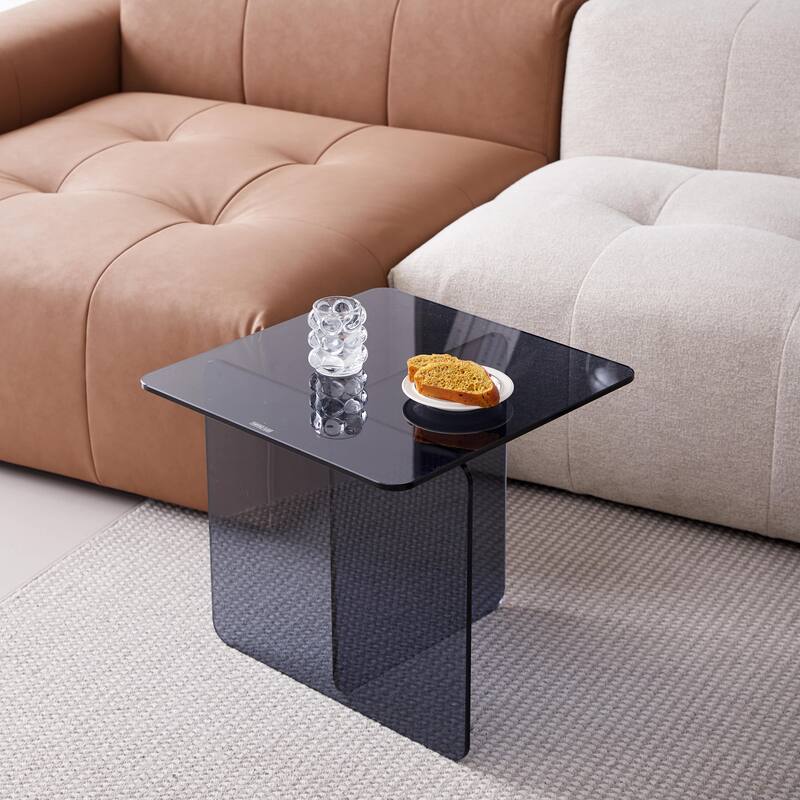 Tempered Smoke Glass SideTable, Small Tea Table Night Stand Tempered Glass Sofa Table