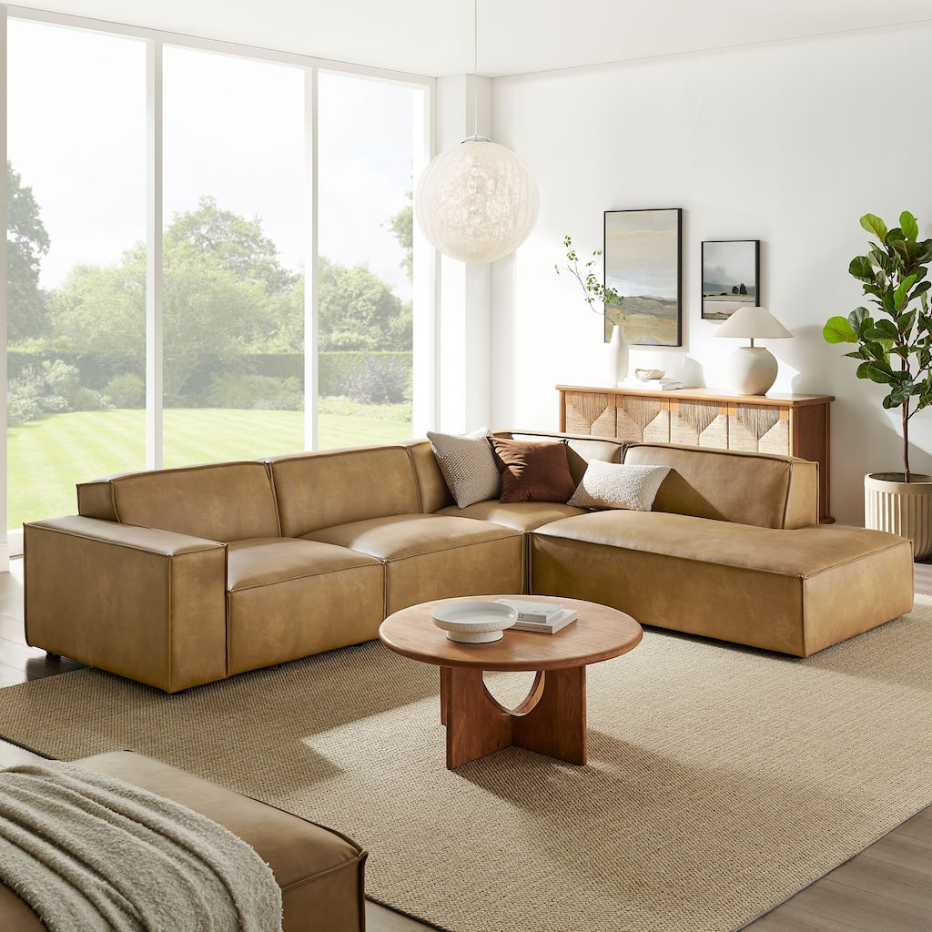 Restore 4-Piece Vegan Leather Modular L-Shaped Sofa