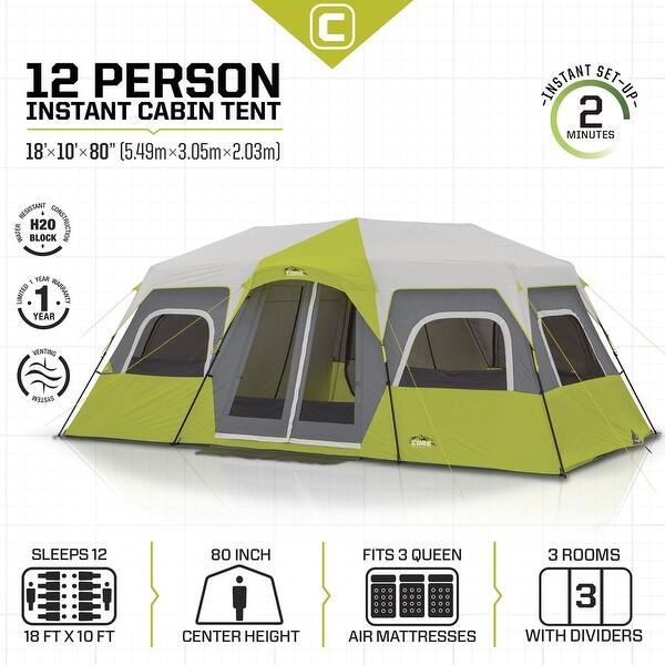Shop Core 12 Person Instant Cabin Tent 18 X 10 Overstock