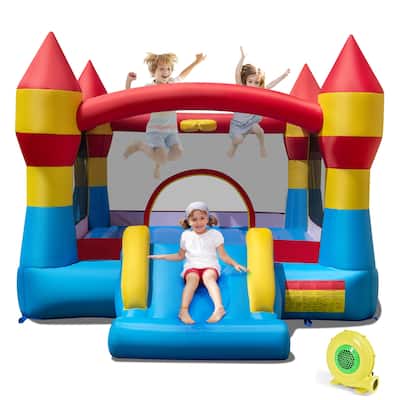 Gymax 3-in-1 Kids Bouncer w/Slide Large Jumping Area & Basketball Hoop