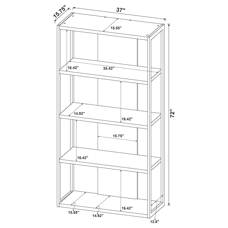 Loomis 72-inch 4-shelf Bookshelf Whitewashed Grey - 37.00" x 15.75" x 72.00"
