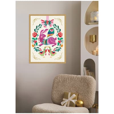 Kate and Laurel Sylvie Framed Canvas Woodland Animals Christmas Wreath by Rachel Lee