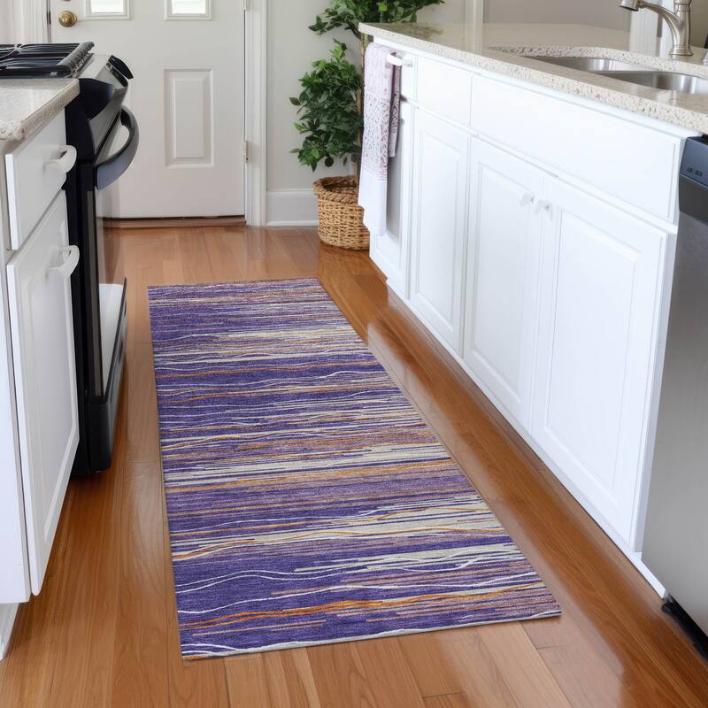 Premium Washable Super Soft Solid Landscape Mayfield Rug - Purple - 2'3" x 7'6"