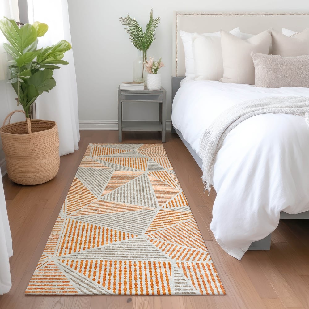 Machine Washable Indoor/ Outdoor Chantille Mosaic Geometric Rug