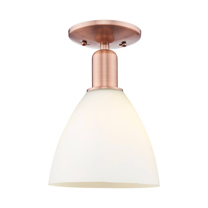 Innovations Lighting Endless Possibilities Arcadia - Bristol - 1 Light 8" Semi-Flush Mount - Antique Copper/Matte White