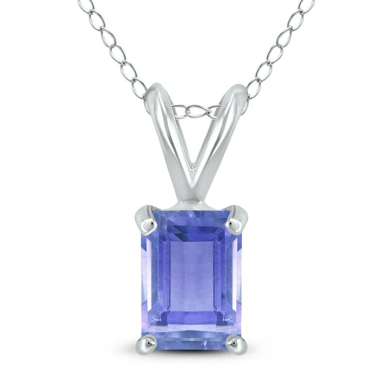 Marquee 14K White Gold 5x3MM Emerald Shaped Tanzanite Pendant