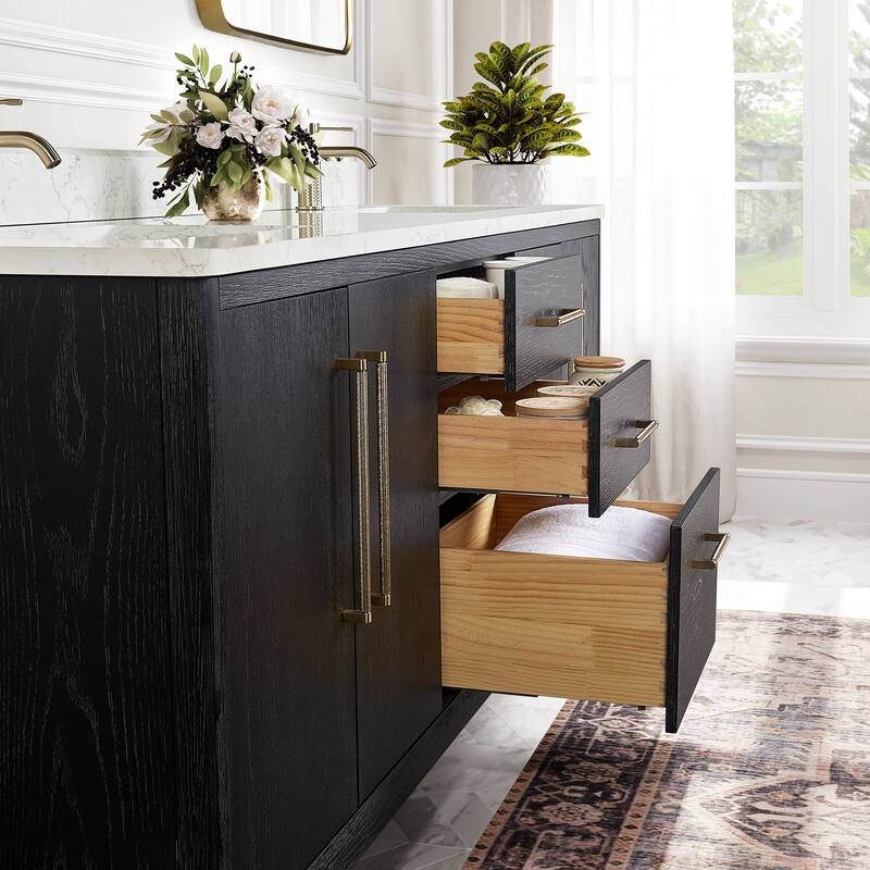 Gara Double Bath Vanity with Composite Stone Top without Mirror