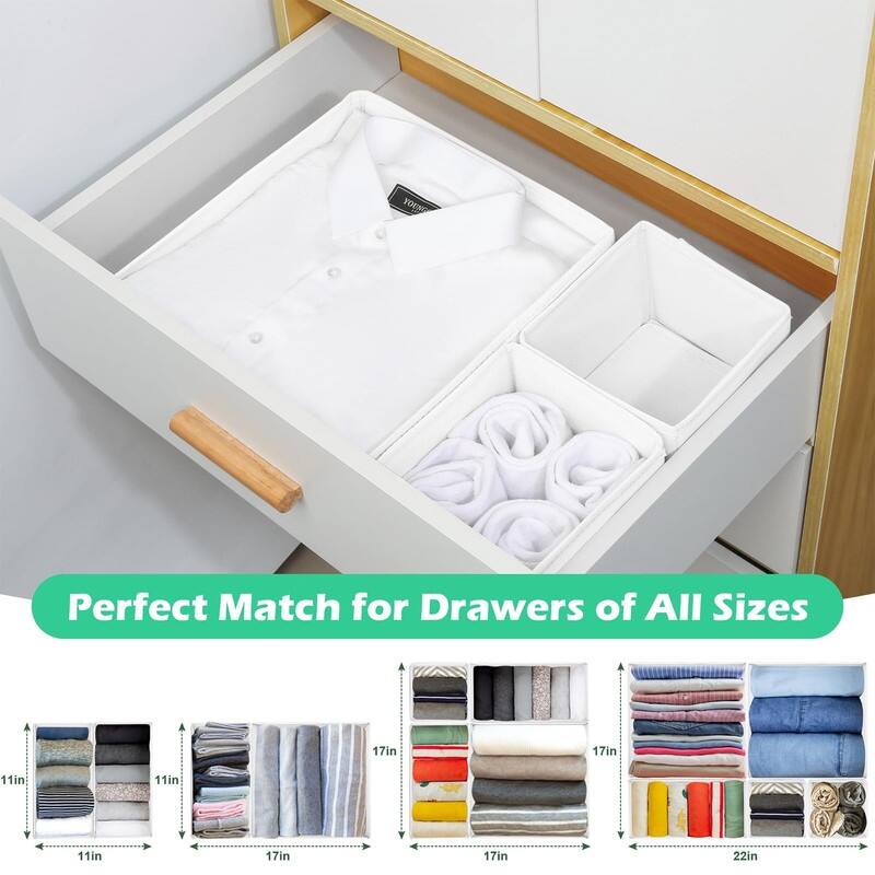 16-Pack Fabric Drawer Organizers - 3 Sizes for Clothes & Underwear